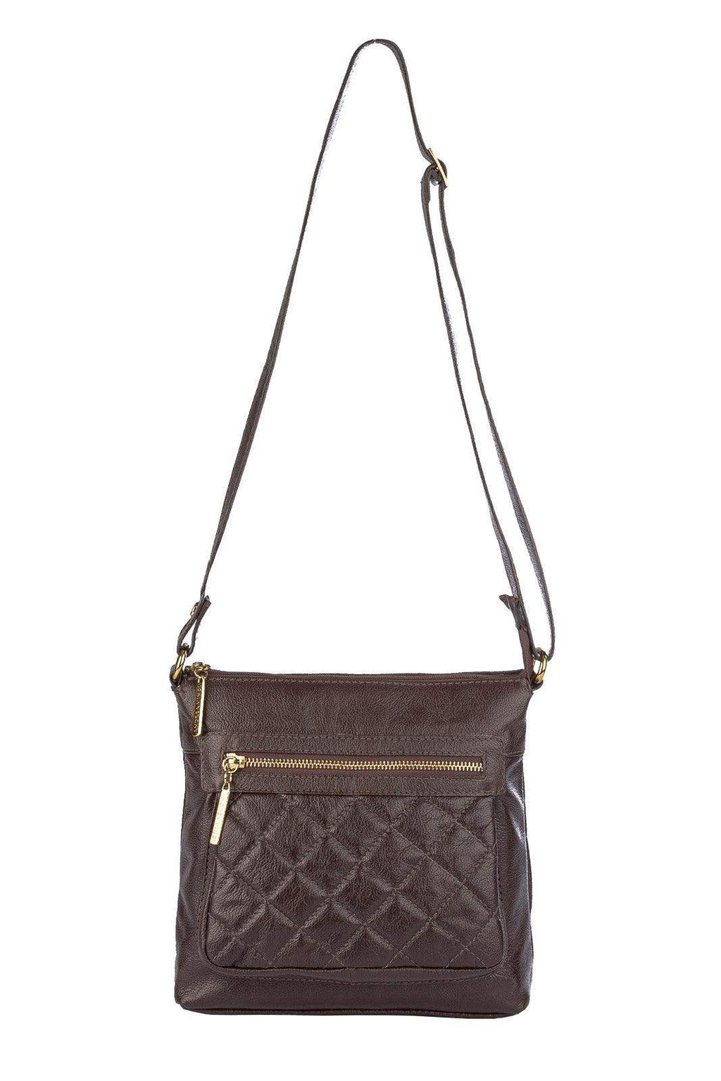 Bolsa transversal matelassê de couro liso Bia - Enluaze