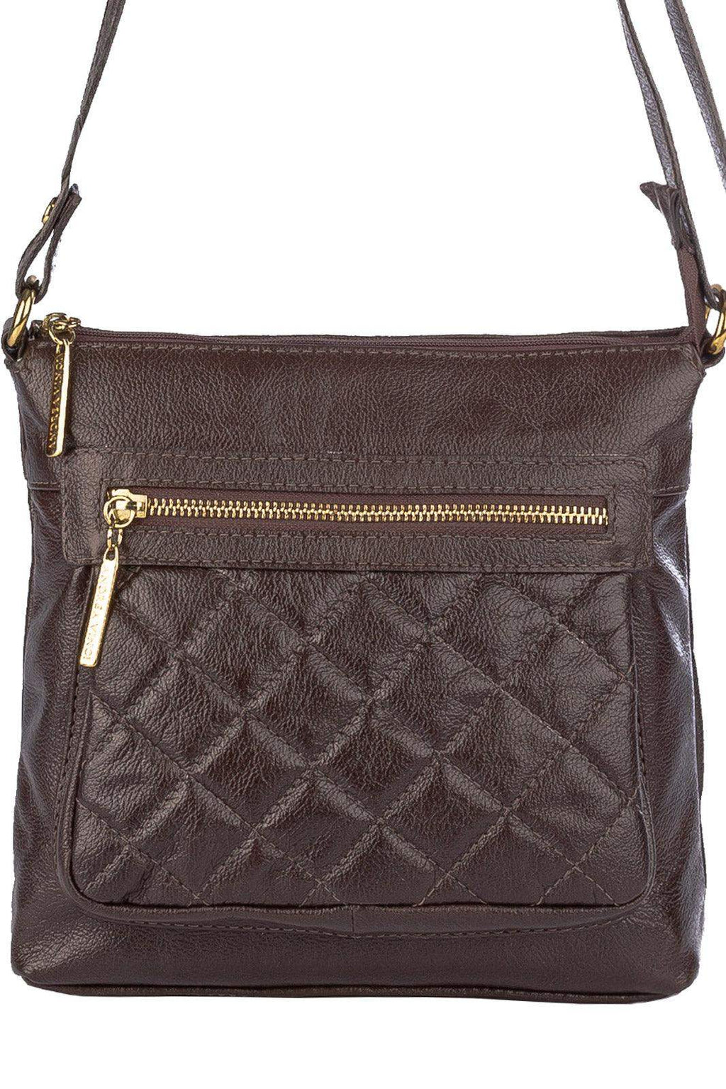 Bolsa transversal matelassê de couro liso Bia - Enluaze