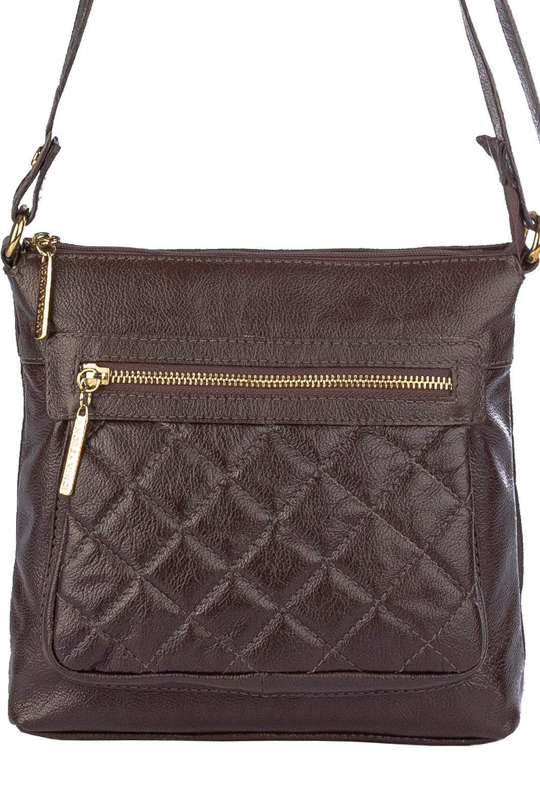 Bolsa transversal matelassê de couro liso Bia - Enluaze