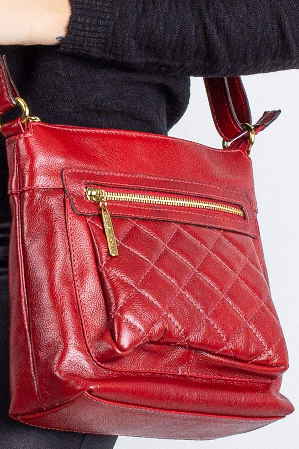 Bolsa transversal matelassê de couro liso Bia - Enluaze