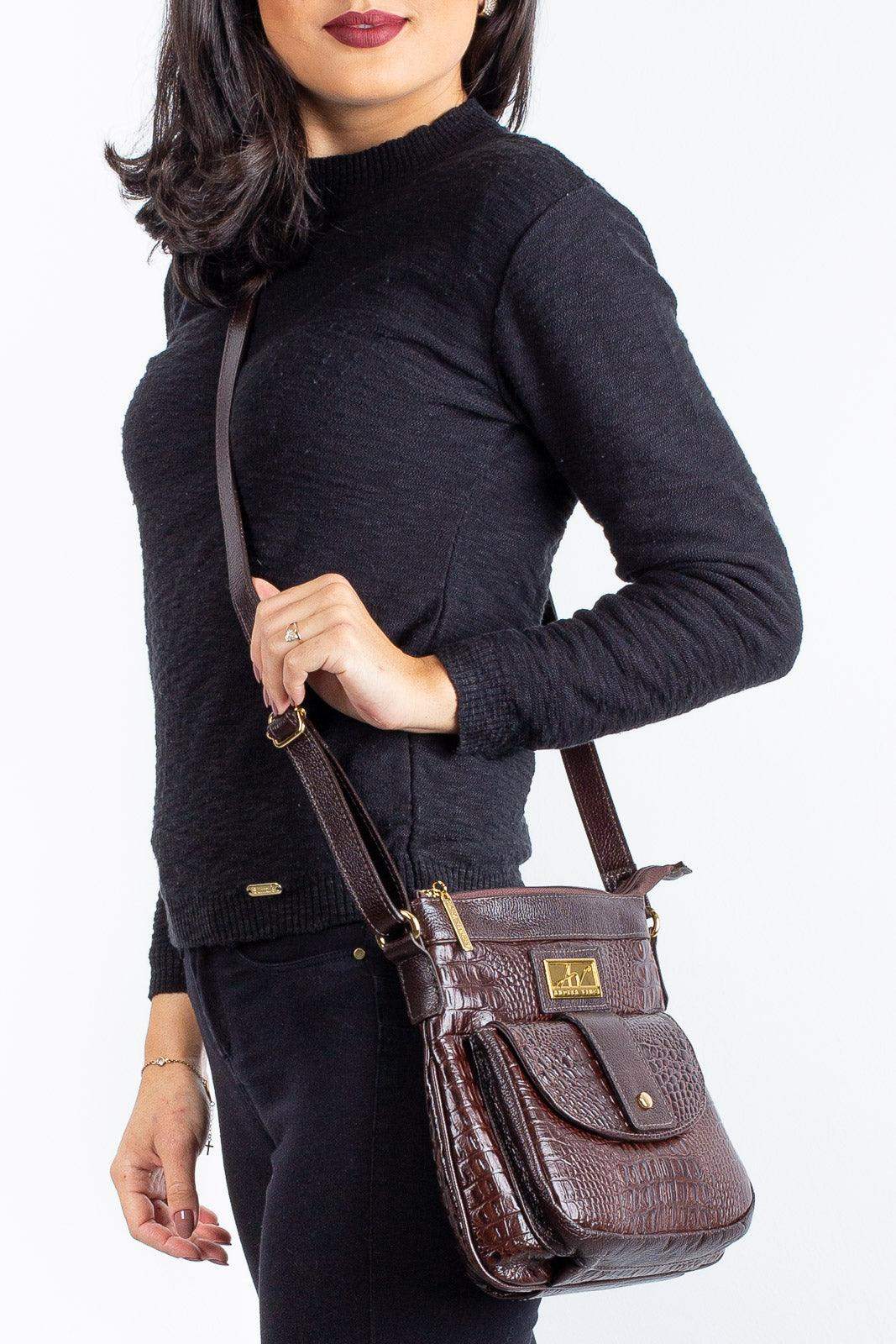 Bolsa tiracolo de couro croco Elis - Enluaze