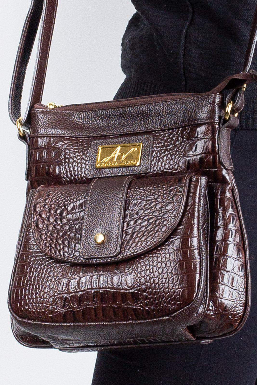 Bolsa tiracolo de couro croco Elis - Enluaze