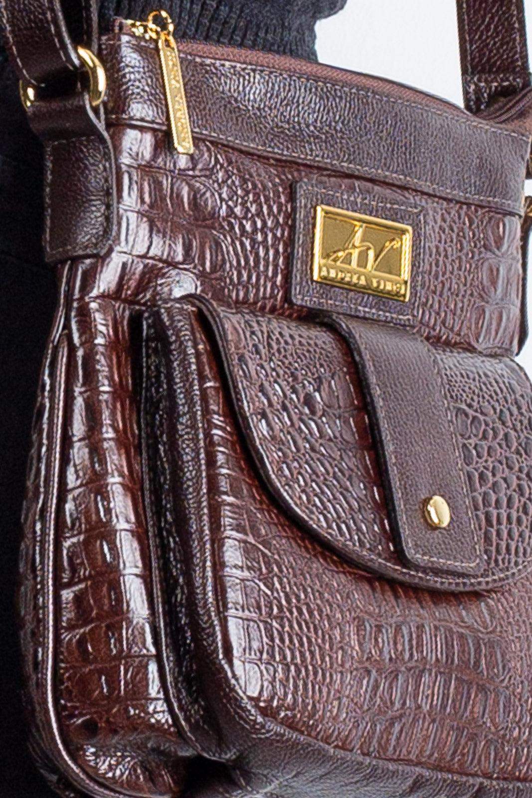 Bolsa tiracolo de couro croco Elis - Enluaze