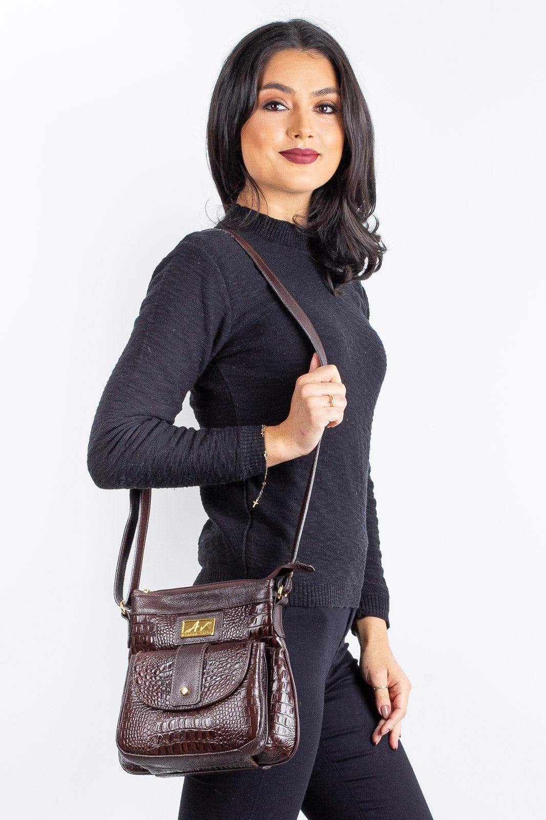 Bolsa tiracolo de couro croco Elis - Enluaze