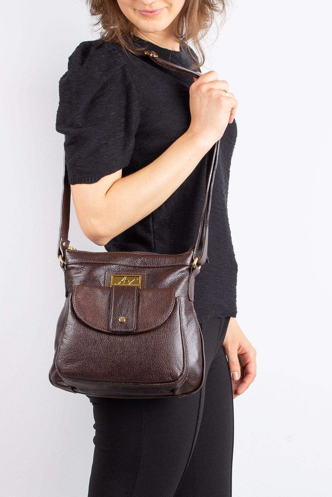 Bolsa tiracolo de couro liso Elis - Enluaze