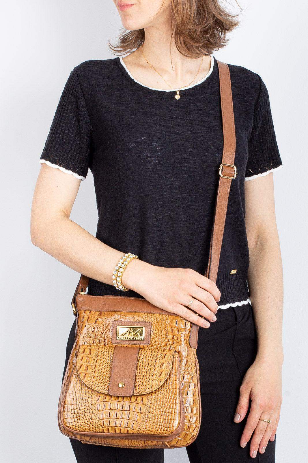 Bolsa tiracolo de couro croco Elis - Enluaze