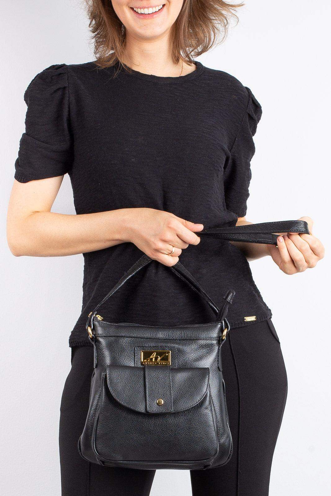 Bolsa tiracolo de couro liso Elis - Enluaze