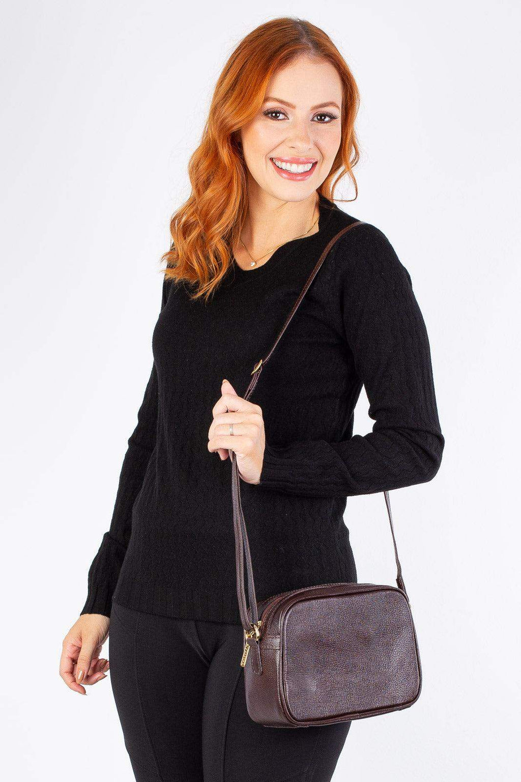 Bolsa quadrada pequena de couro liso Diana - Enluaze