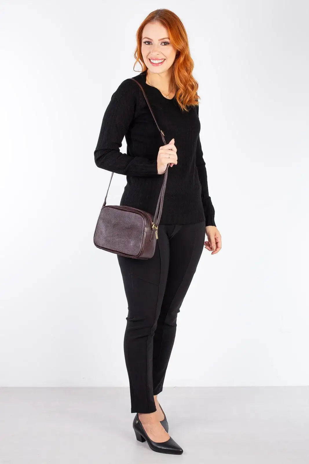 Bolsa quadrada pequena de couro liso Diana - Enluaze