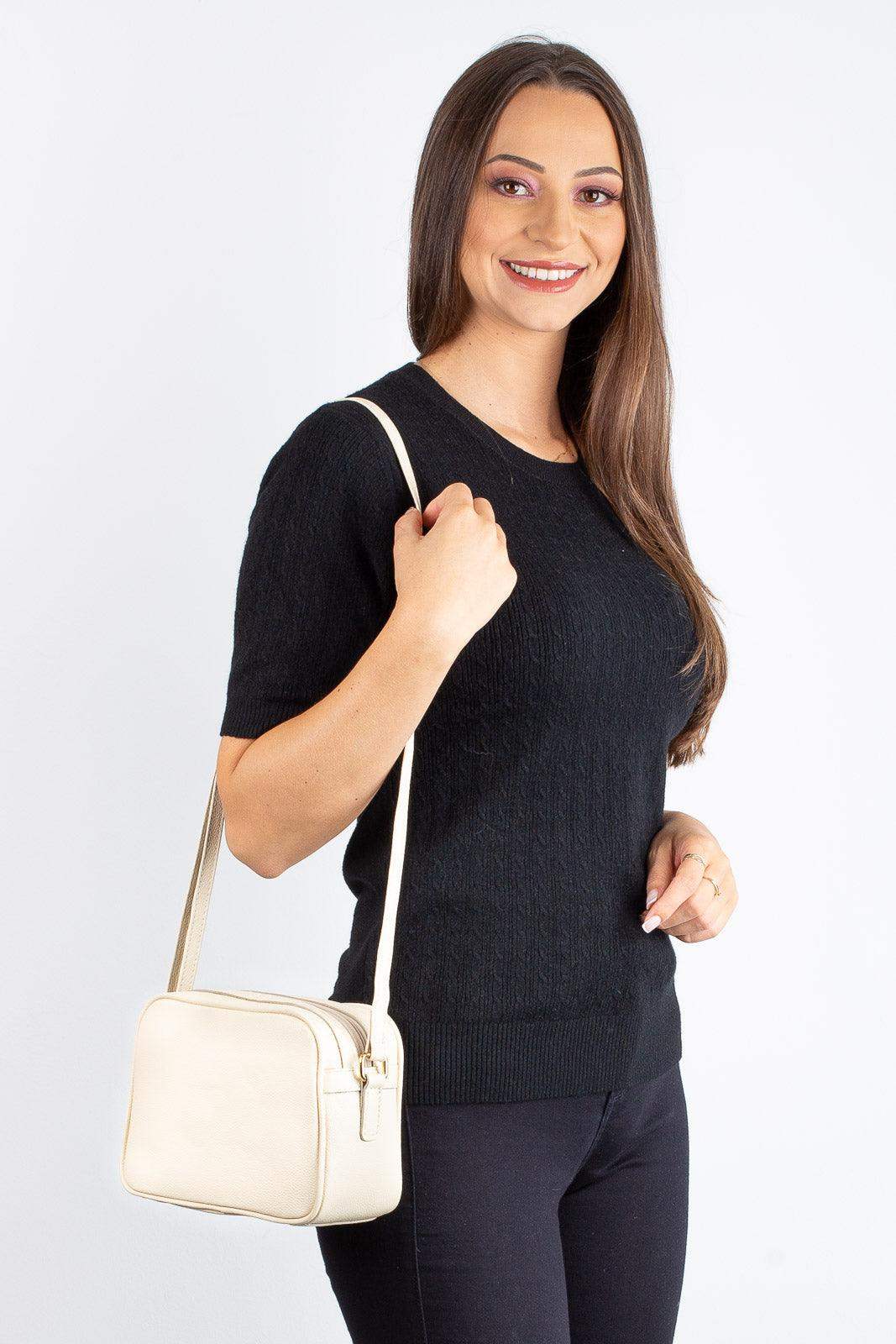 Bolsa quadrada pequena de couro liso Diana - Enluaze