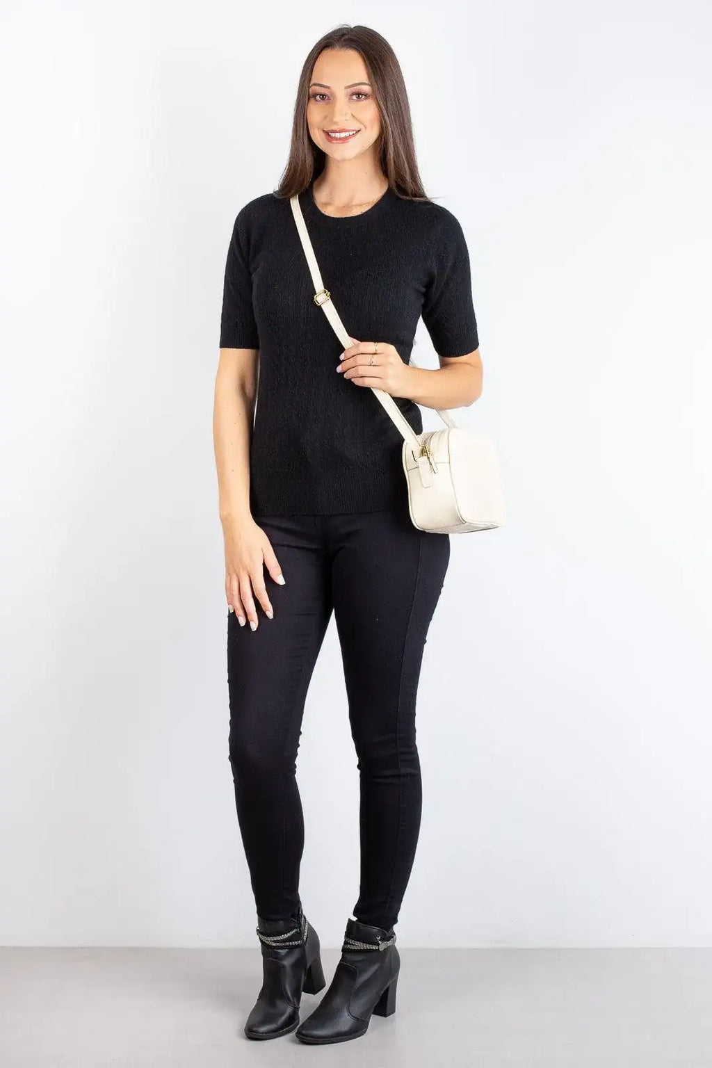 Bolsa quadrada pequena de couro liso Diana - Enluaze