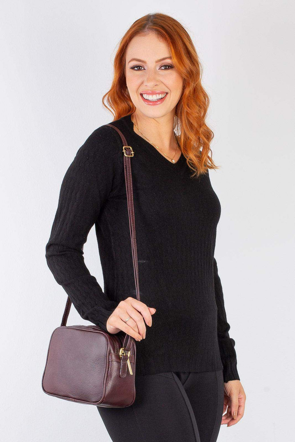 Bolsa quadrada pequena de couro liso Diana - Enluaze