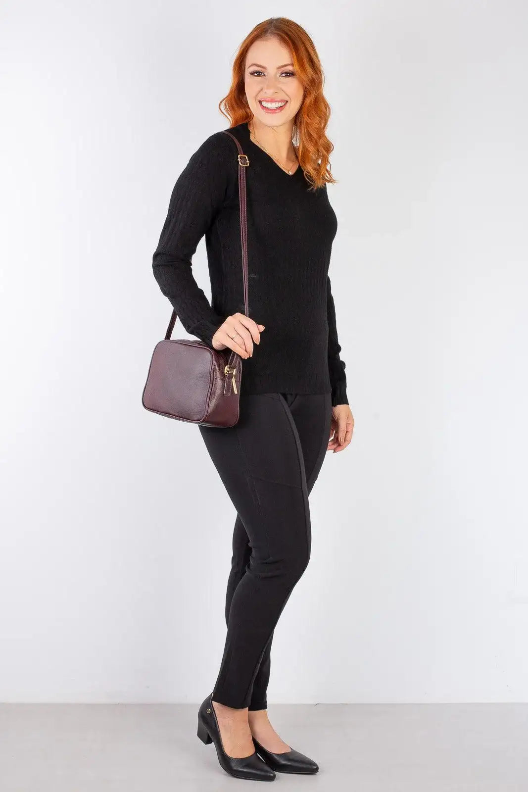 Bolsa quadrada pequena de couro liso Diana