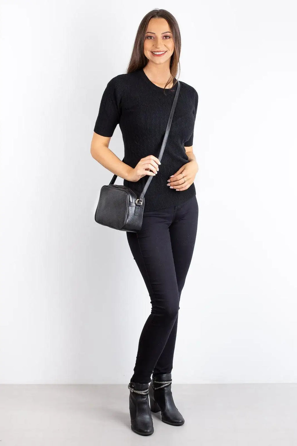 Bolsa quadrada pequena de couro liso Diana - Enluaze