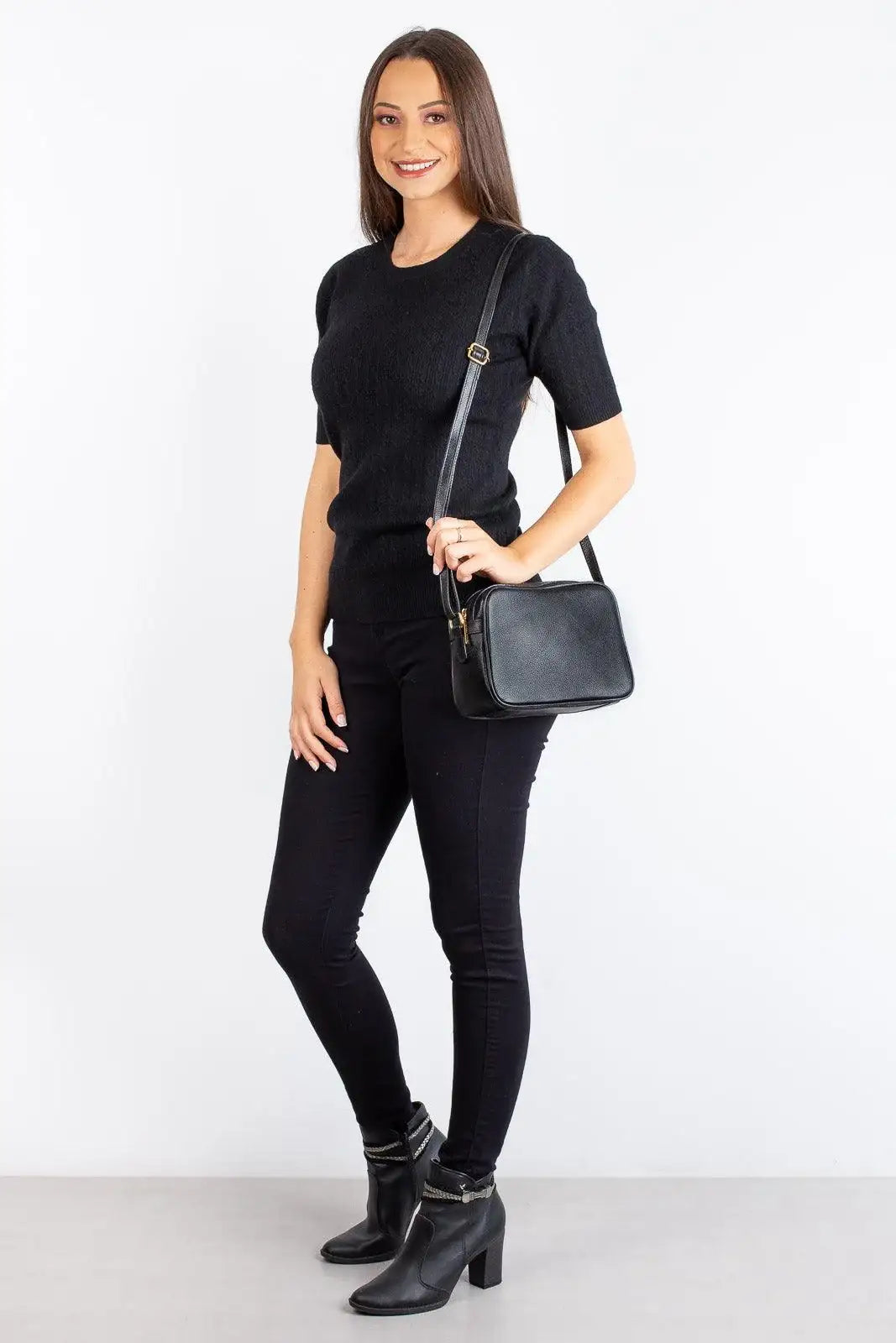 Bolsa quadrada pequena de couro liso Diana - Enluaze