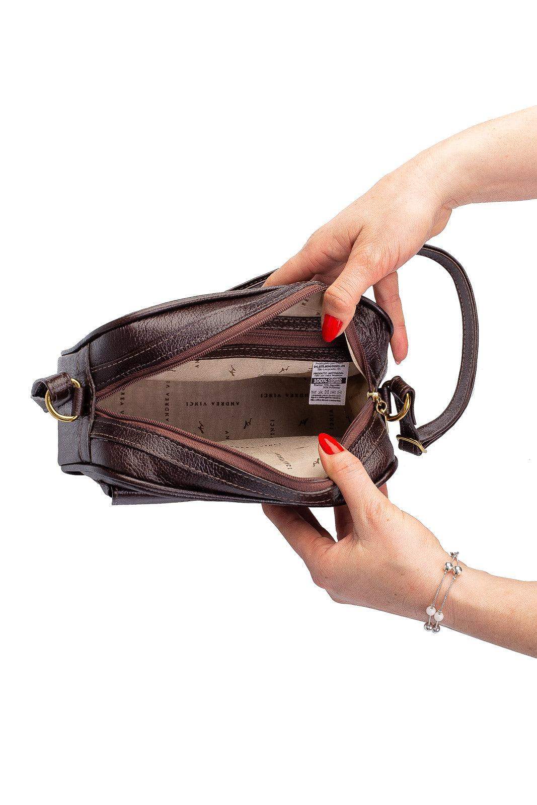 Bolsa quadrada pequena de couro liso Dana - Enluaze