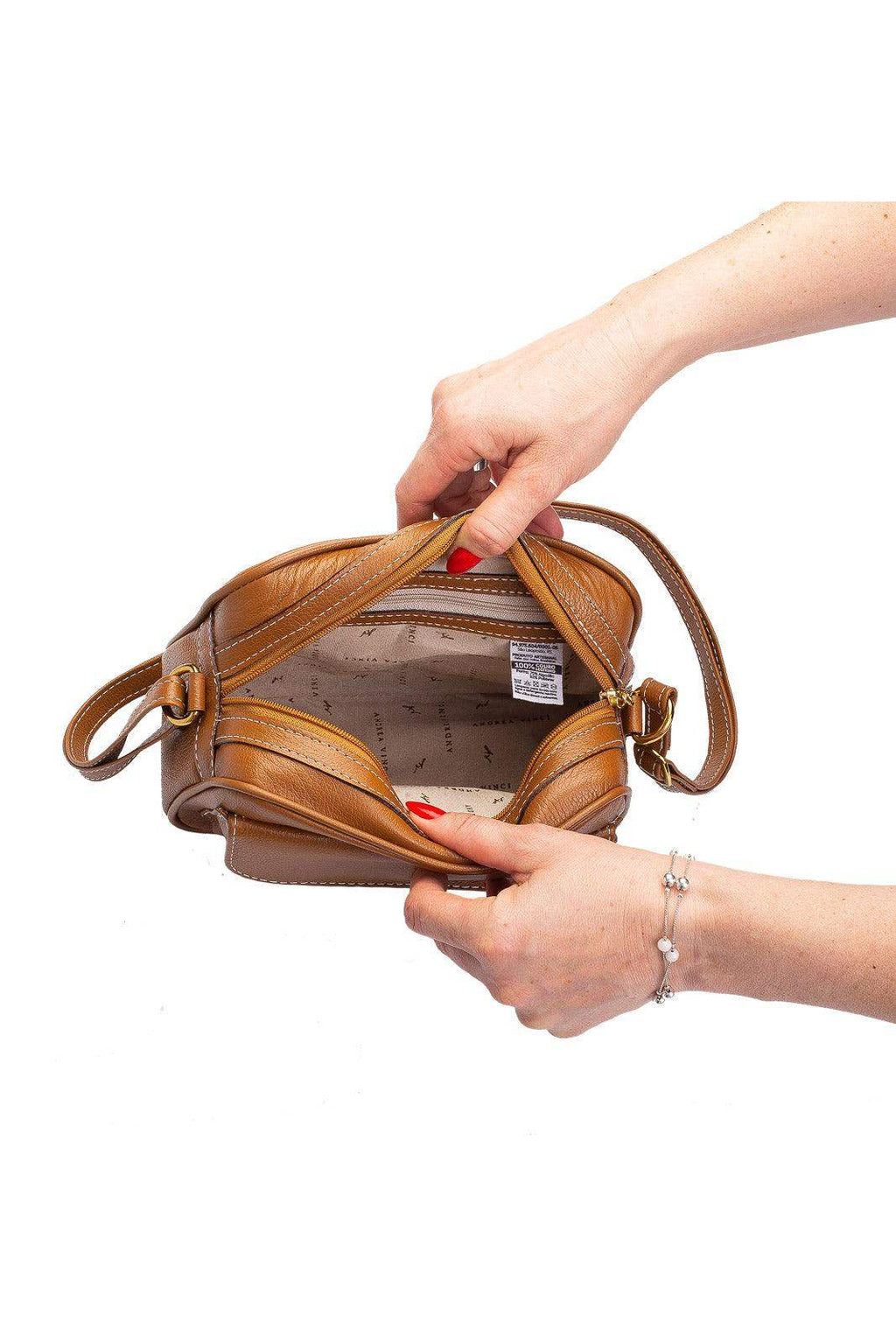 Bolsa quadrada pequena de couro liso Dana - Enluaze