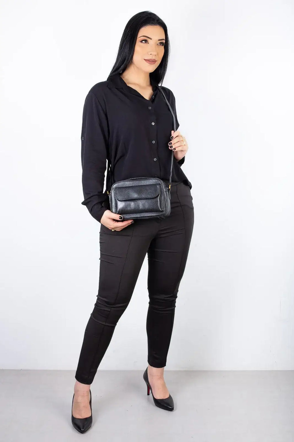 Bolsa quadrada pequena de couro liso Dana - Enluaze