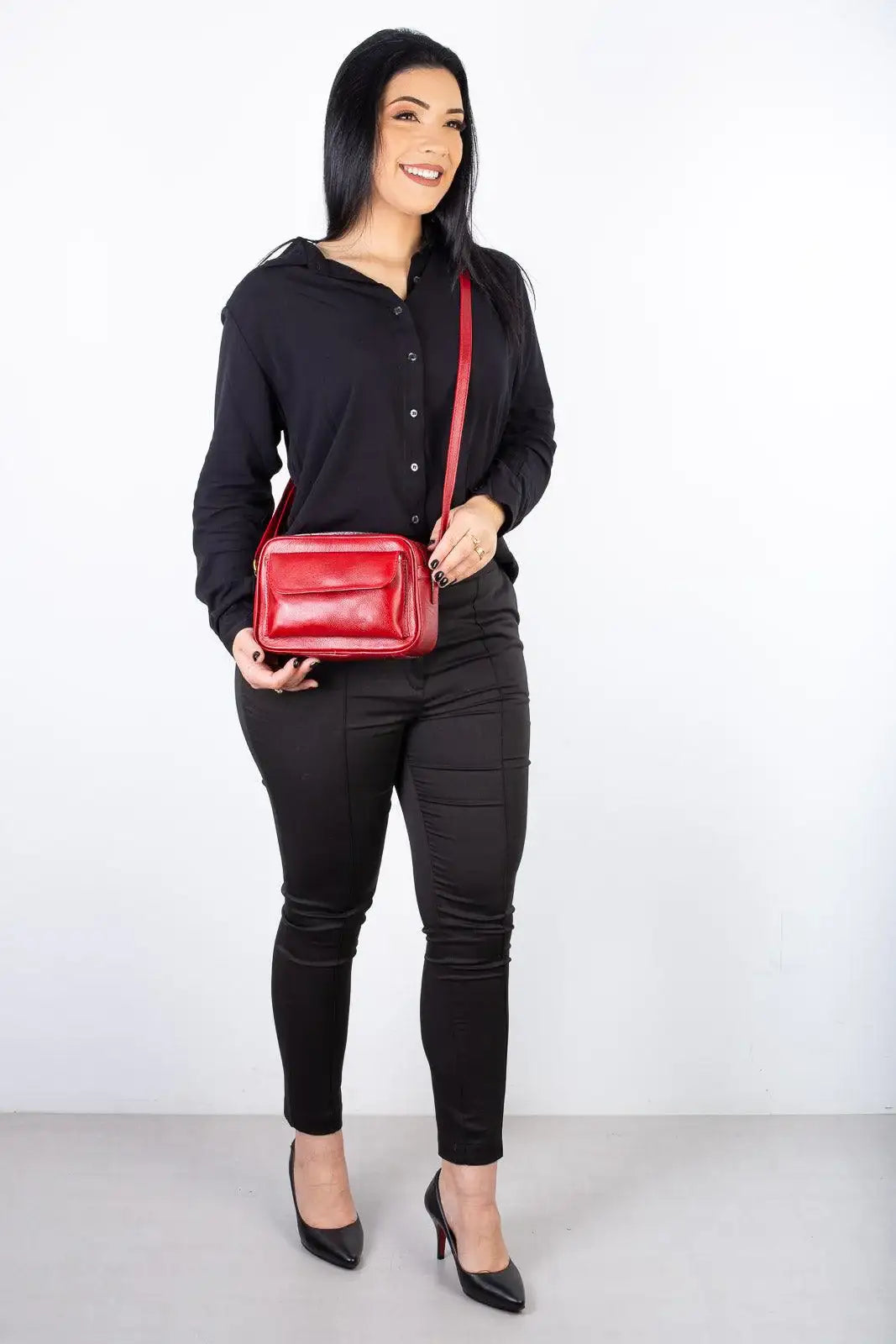 Bolsa quadrada pequena de couro liso Dana - Enluaze