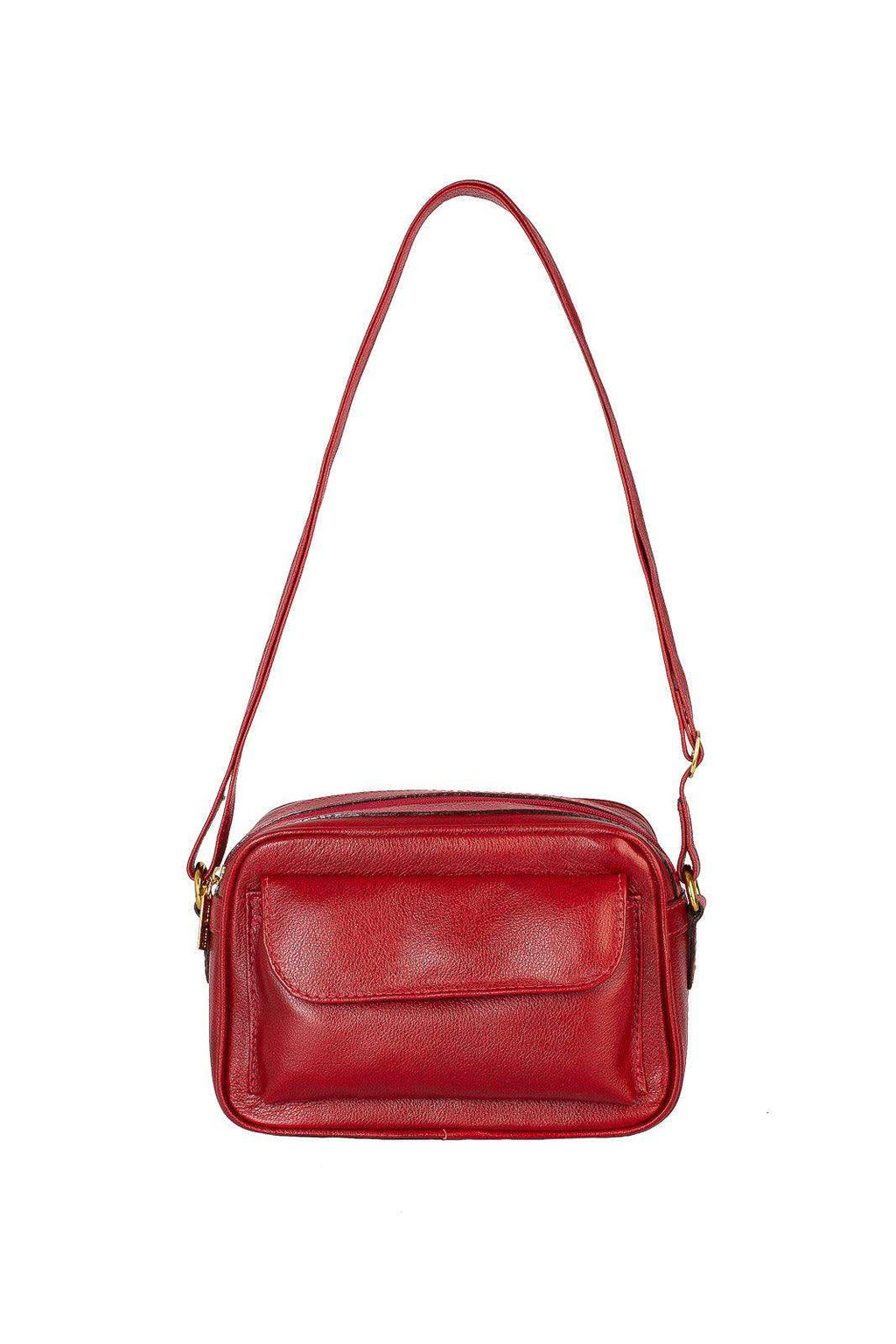 Bolsa quadrada pequena de couro liso Dana - Enluaze