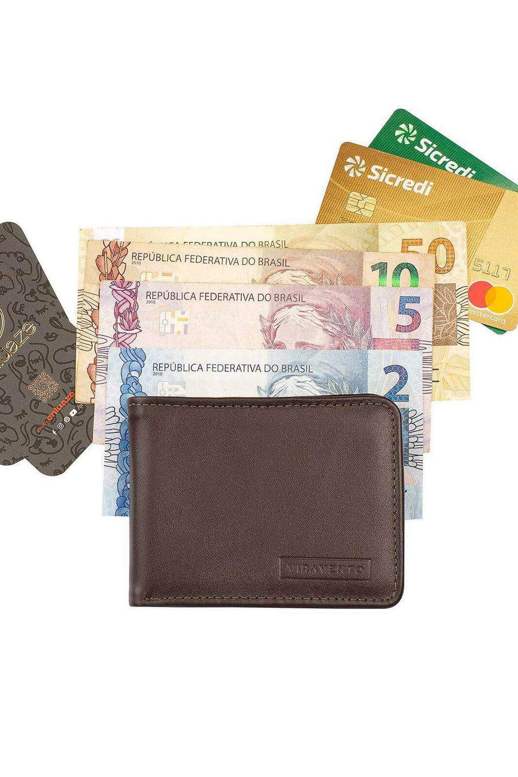 Carteira masculina pequena de couro italiano Jack 8x10cm - Enluaze