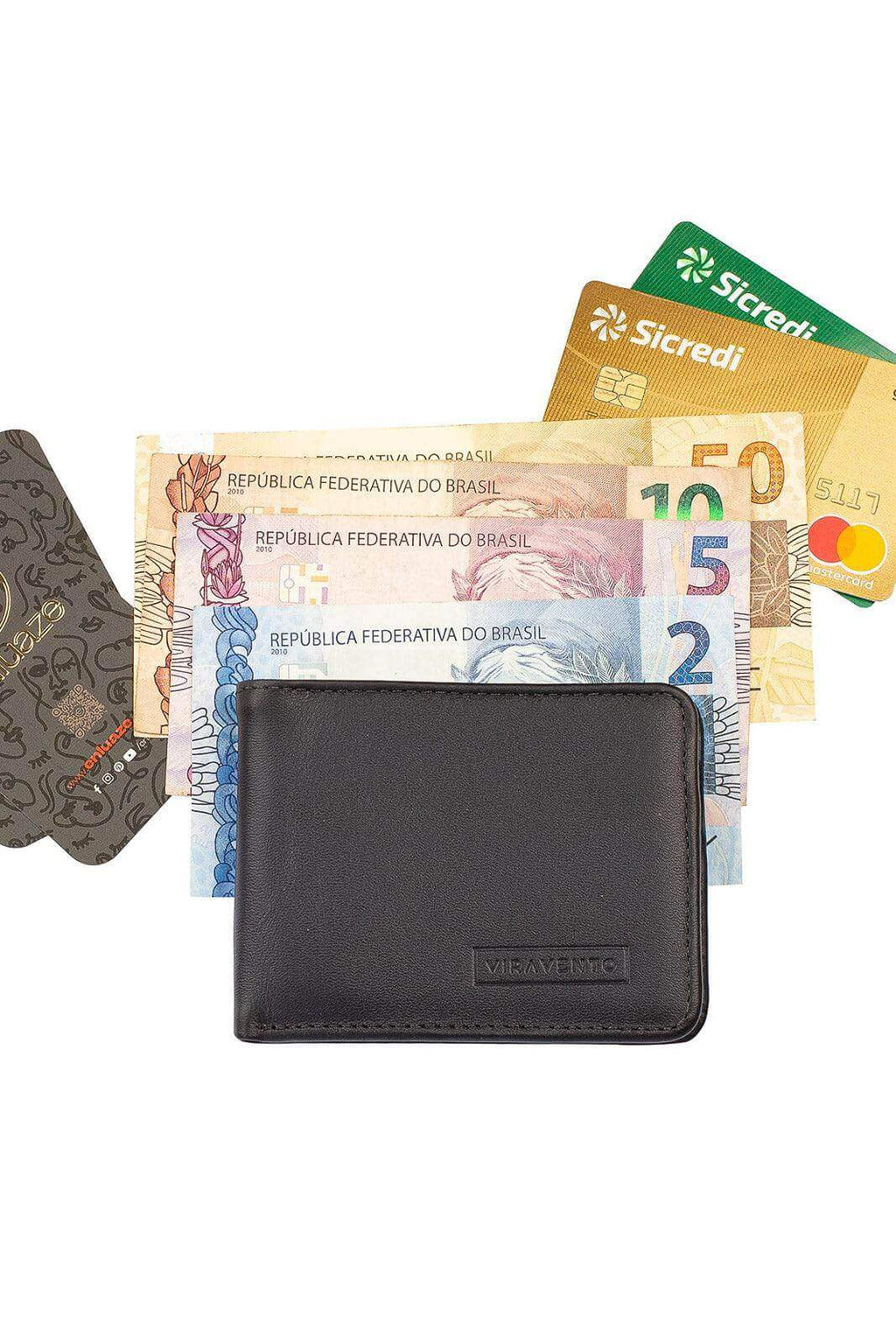 Carteira masculina pequena de couro italiano Jack 8x10cm - Enluaze