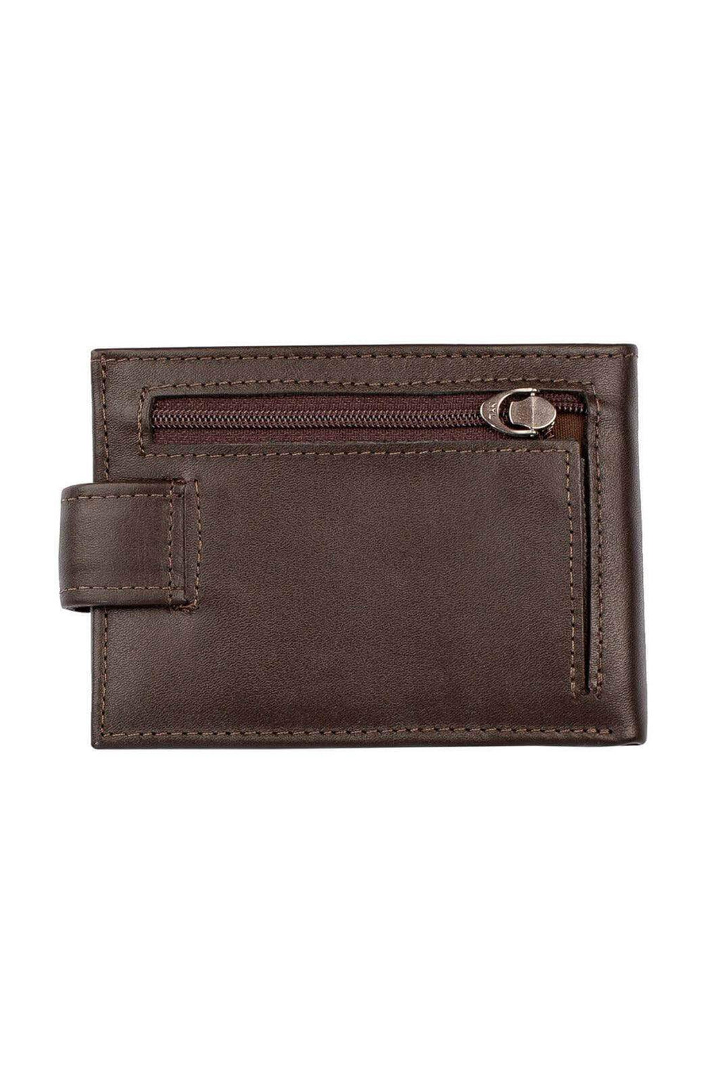 Carteira masculina de couro italiano com botão Matt 8,5x11,5cm - Enluaze