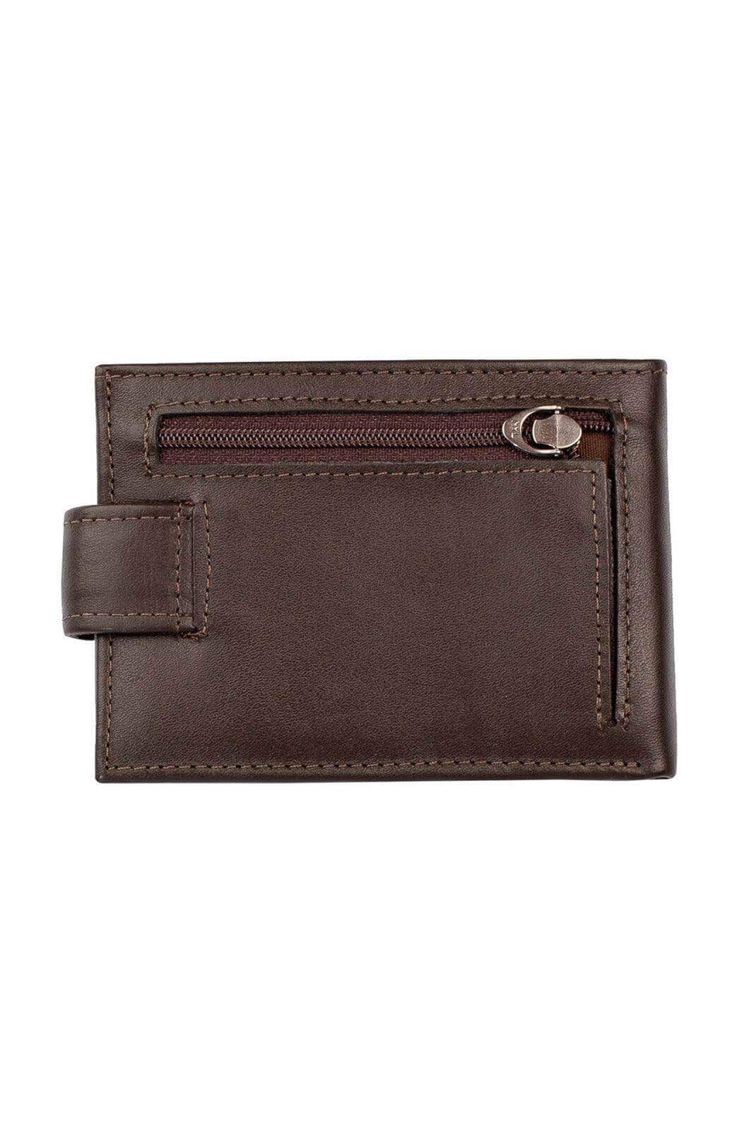 Carteira masculina de couro italiano com botão Matt 8,5x11,5cm - Enluaze