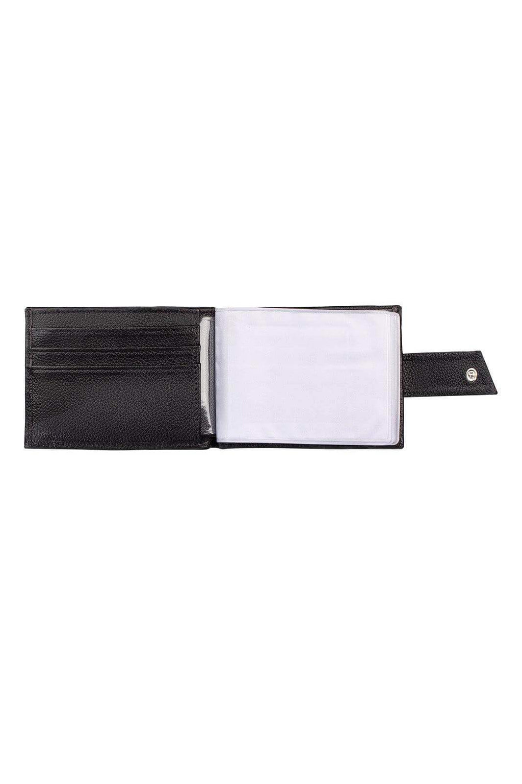 Carteira masculina de couro floater com botão Matt 8,5x11,5cm - Enluaze