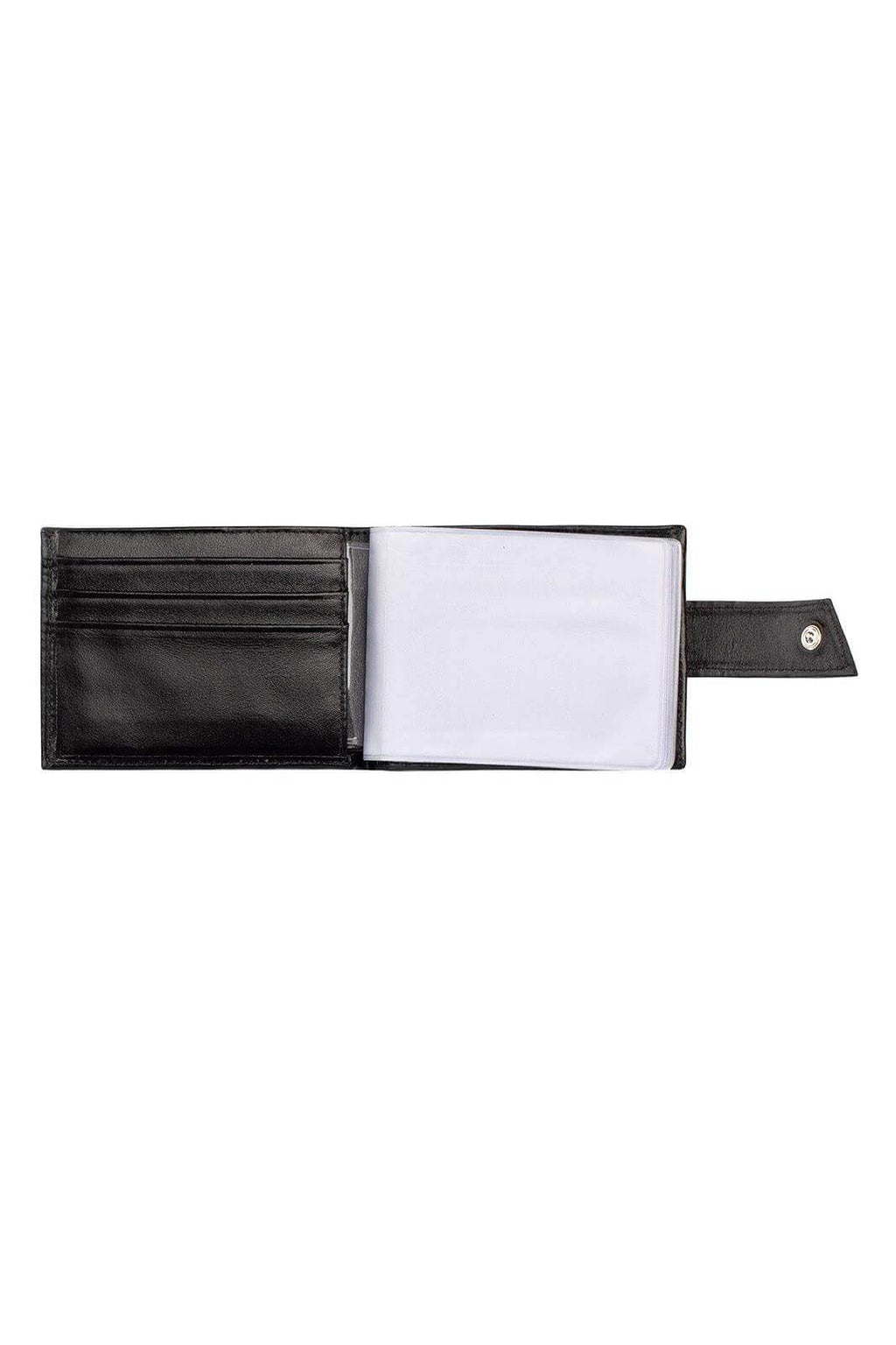 Carteira masculina de couro italiano com botão Matt 8,5x11,5cm - Enluaze