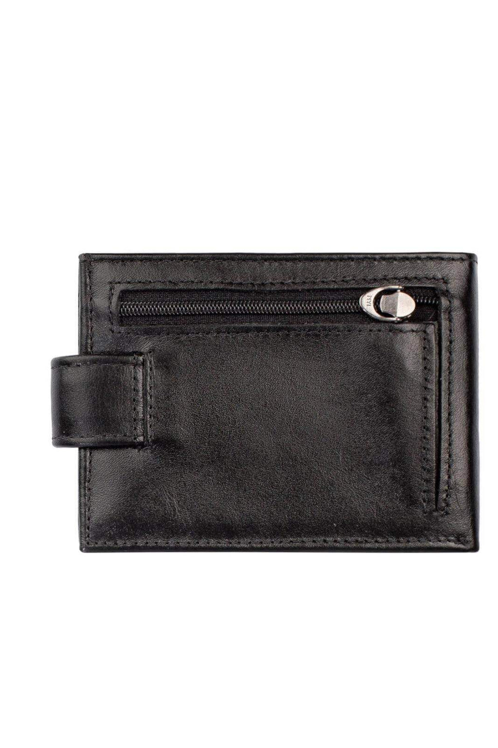 Carteira masculina de couro italiano com botão Matt 8,5x11,5cm - Enluaze