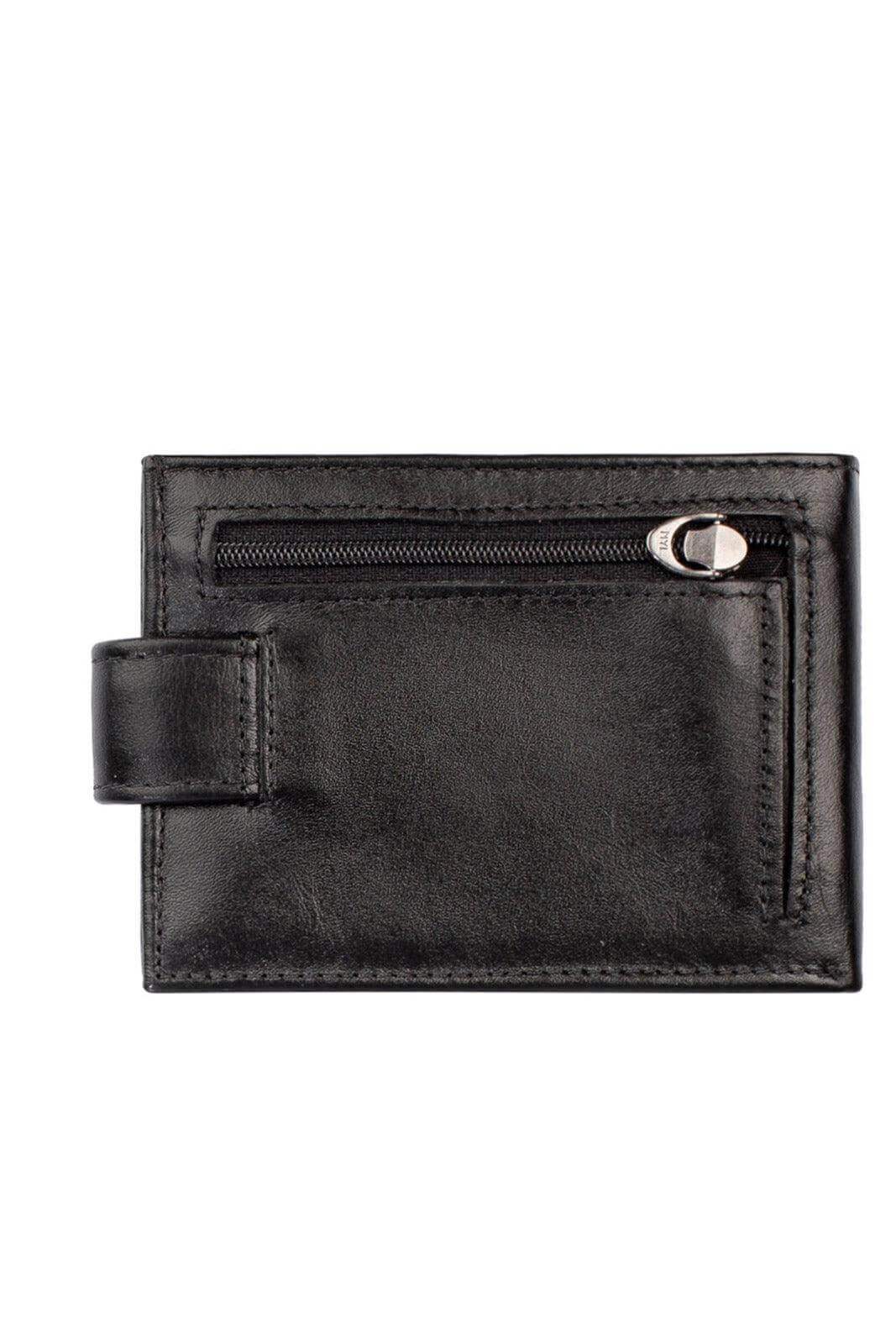 Carteira masculina de couro italiano com botão Matt 8,5x11,5cm - Enluaze