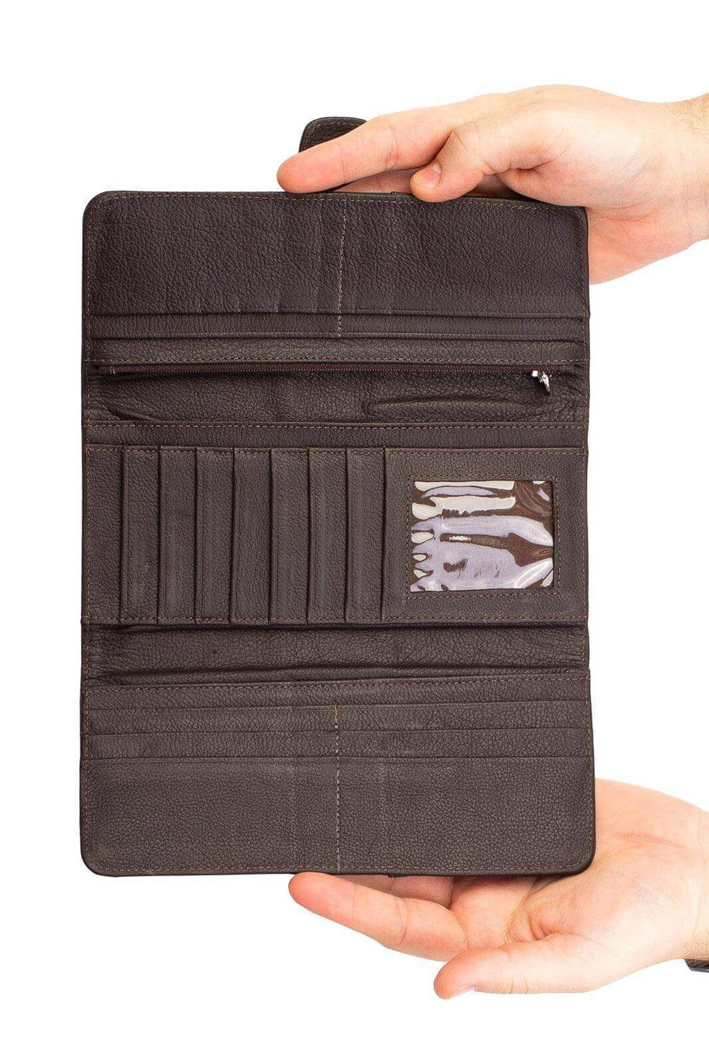 Carteira grande leva tudo unissex de couro floater 11x22cm - Enluaze