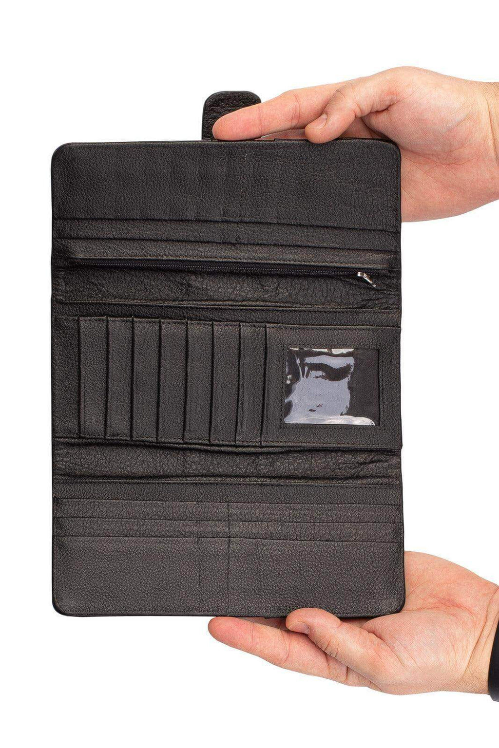 Carteira grande leva tudo unissex de couro floater 11x22cm - Enluaze