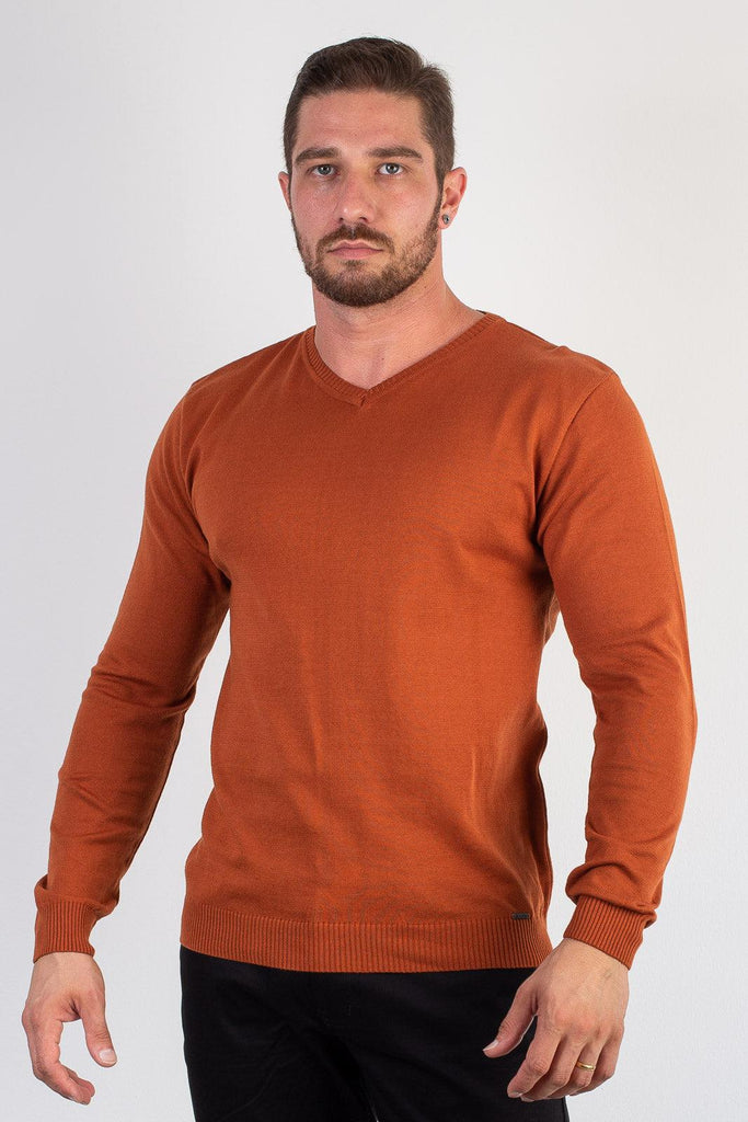 Suéter masculino gola v de malha 50001 - Enluaze - Acessórios em Couro e Malhas