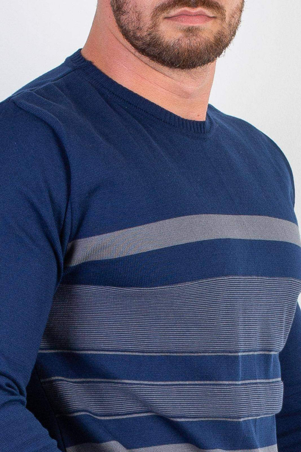 Suéter masculino de malha com listras 50004 - Enluaze