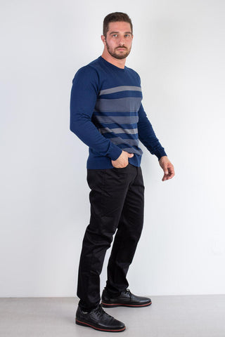 Suéter masculino de malha com listras 50004 - Enluaze