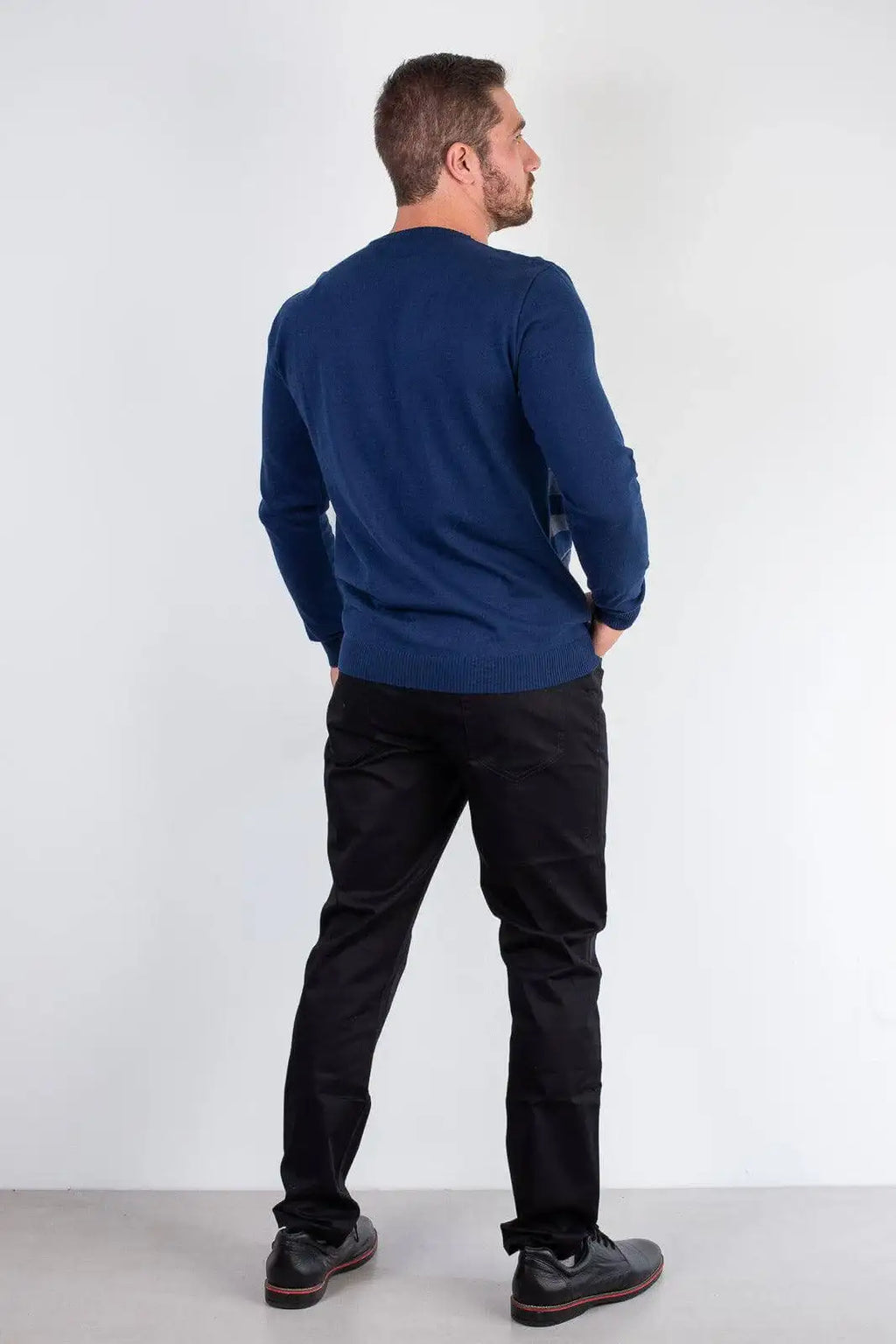 Suéter masculino de malha com listras 50004 - Enluaze