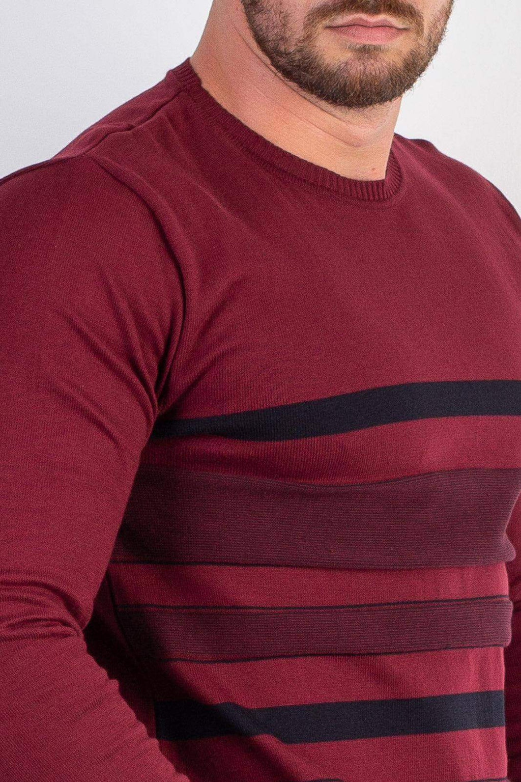 Suéter masculino de malha com listras 50004 - Enluaze