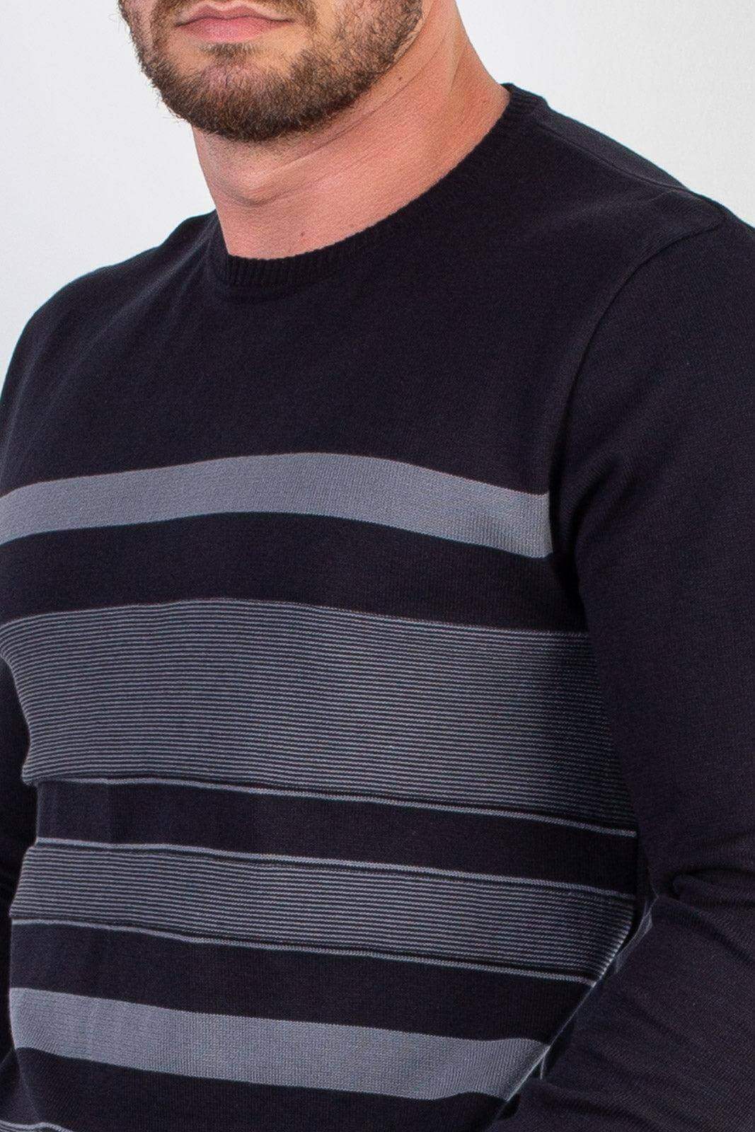 Suéter masculino de malha com listras 50004 - Enluaze