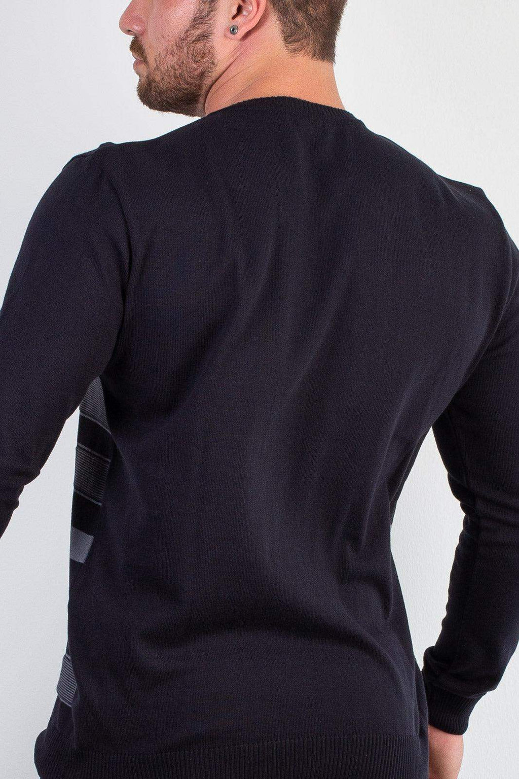 Suéter masculino de malha com listras 50004 - Enluaze