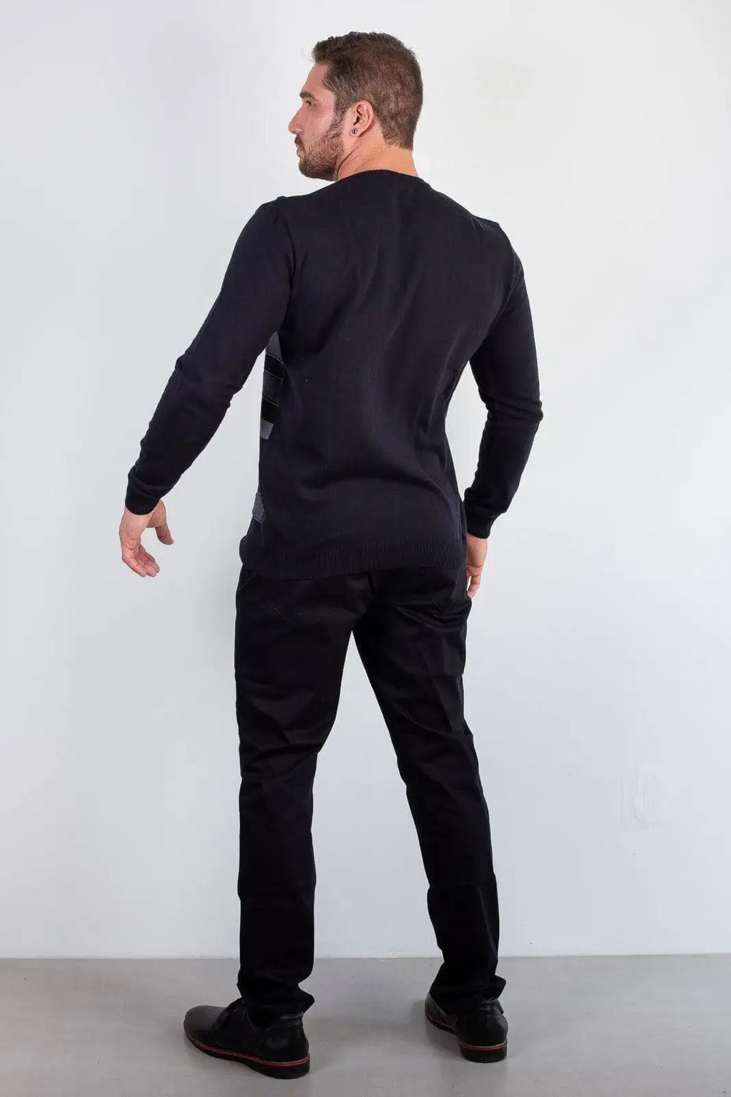 Suéter masculino de malha com listras 50004 - Enluaze