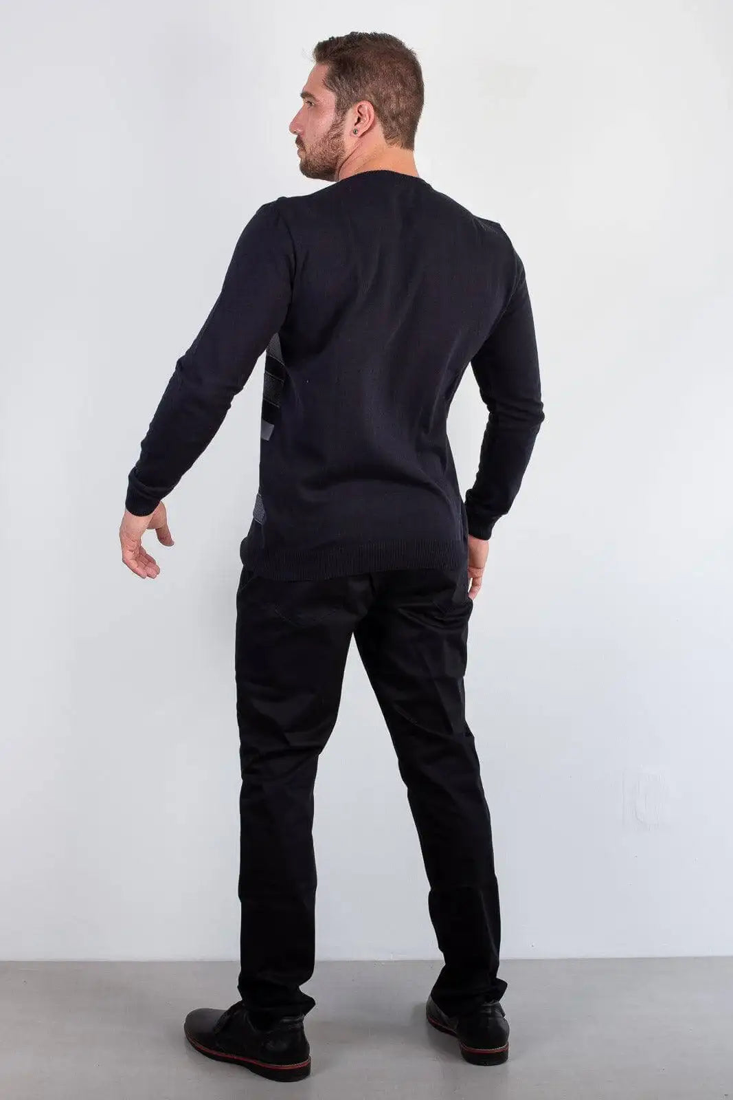 Suéter masculino de malha com listras 50004 - Enluaze