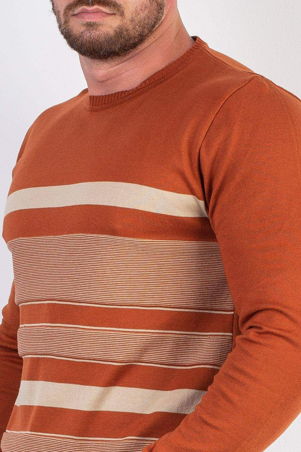Suéter masculino de malha com listras 50004 - Enluaze