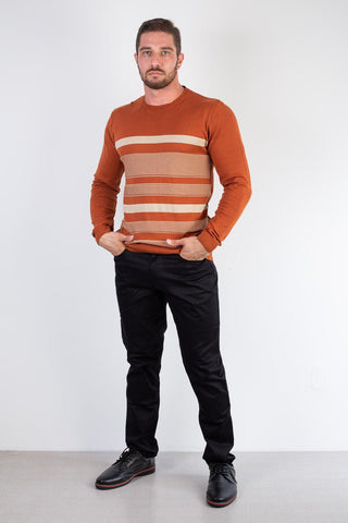 Suéter masculino de malha com listras 50004 - Enluaze