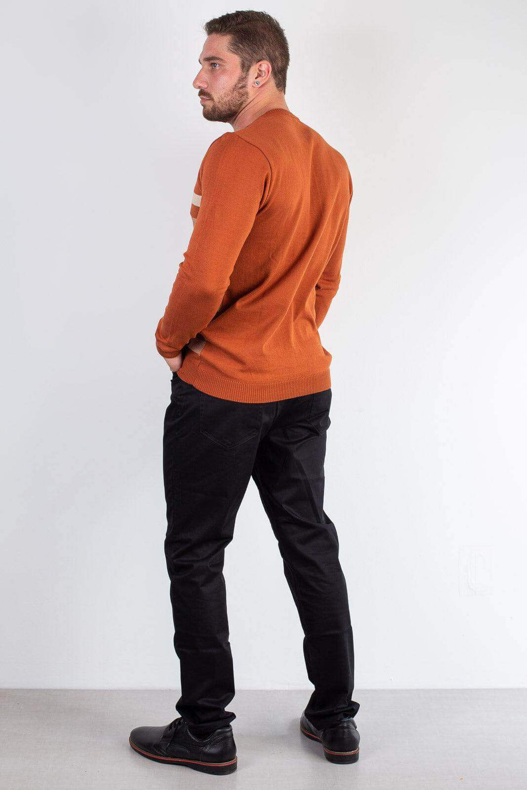 Suéter masculino de malha com listras 50004 - Enluaze