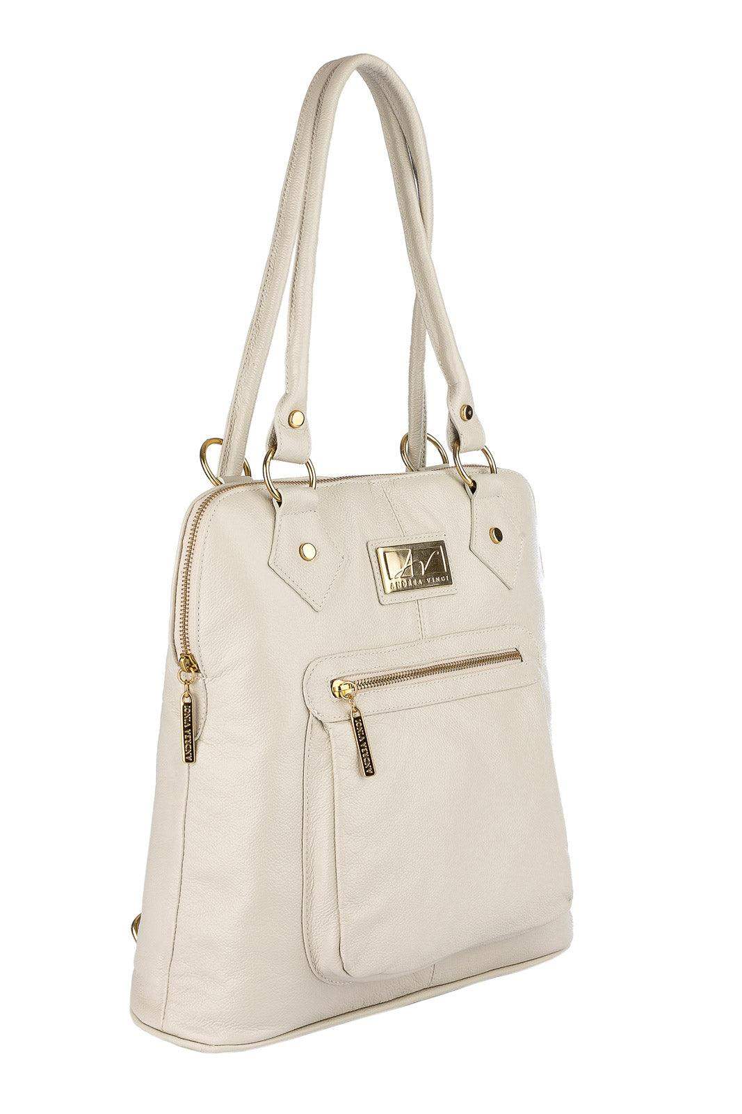 Bolsa mochila de couro liso Lívia - Enluaze