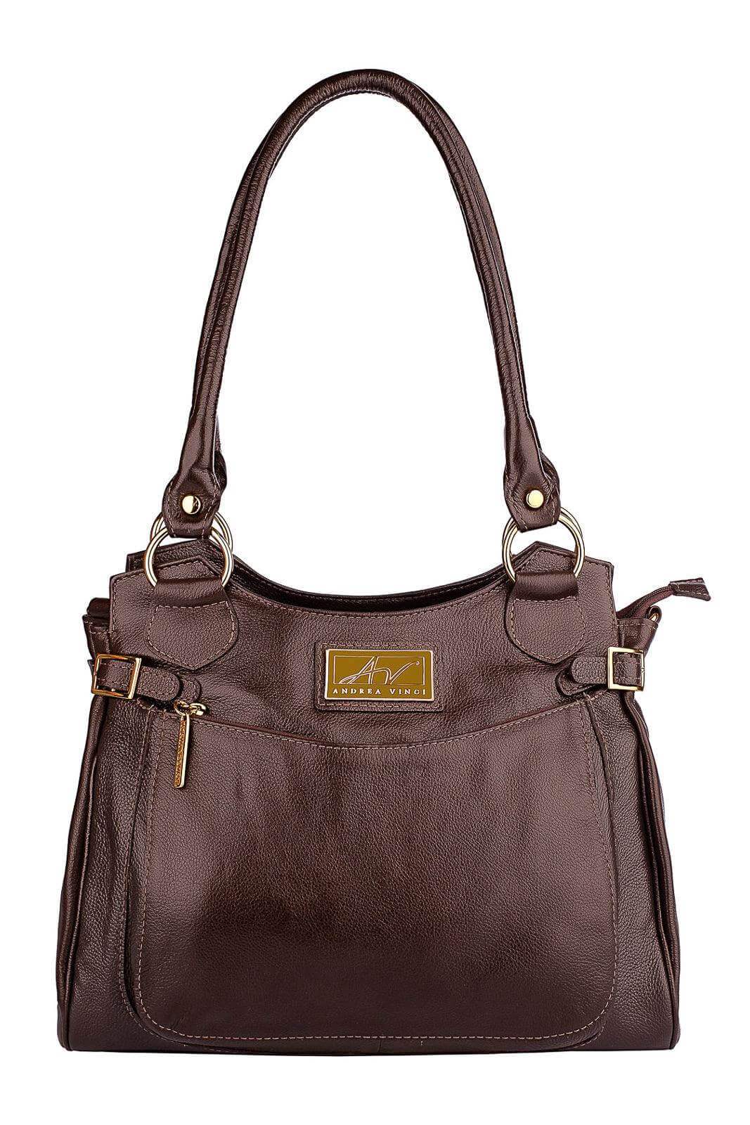 Bolsa grande de couro liso Lúcia - Enluaze