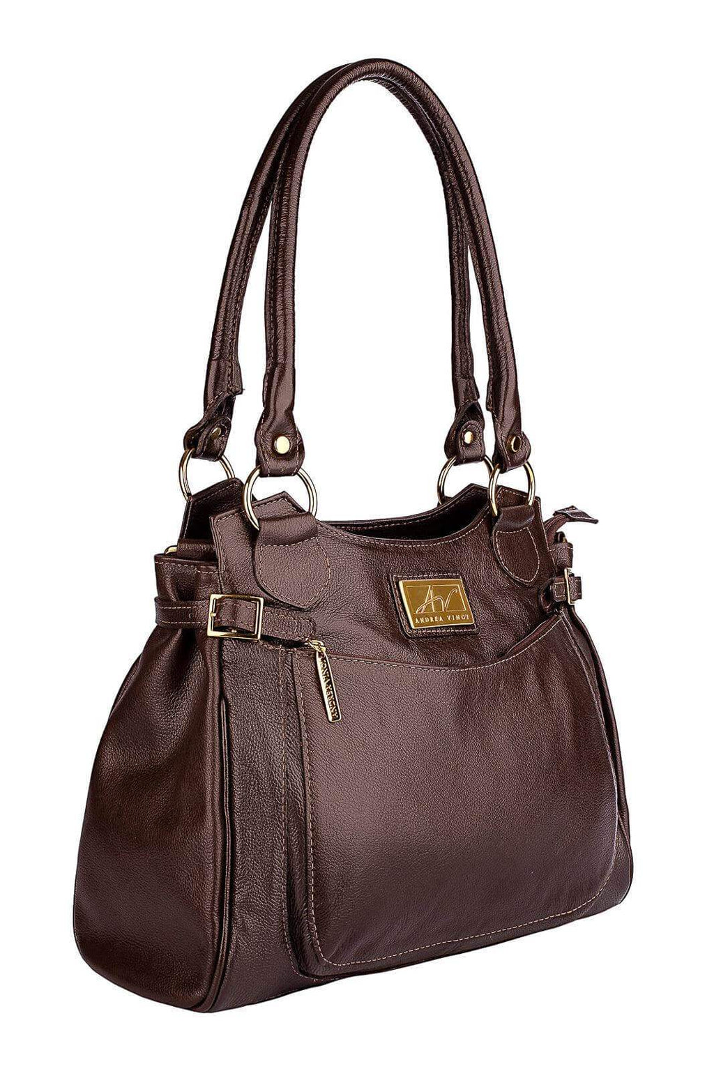 Bolsa grande de couro liso Lúcia - Enluaze