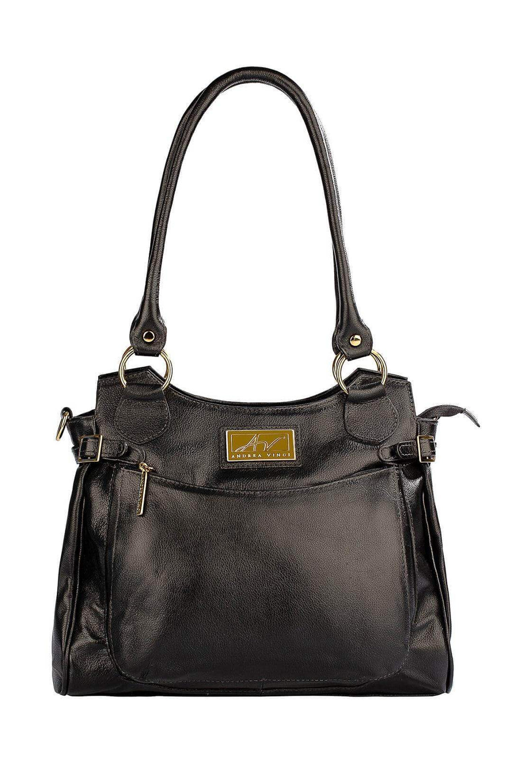 Bolsa grande de couro liso Lúcia - Enluaze